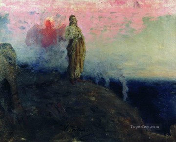 クリスチャン・イエス Painting - ついて来い 悪魔 イエス・キリストの誘惑 1903年 イリヤ・レーピン